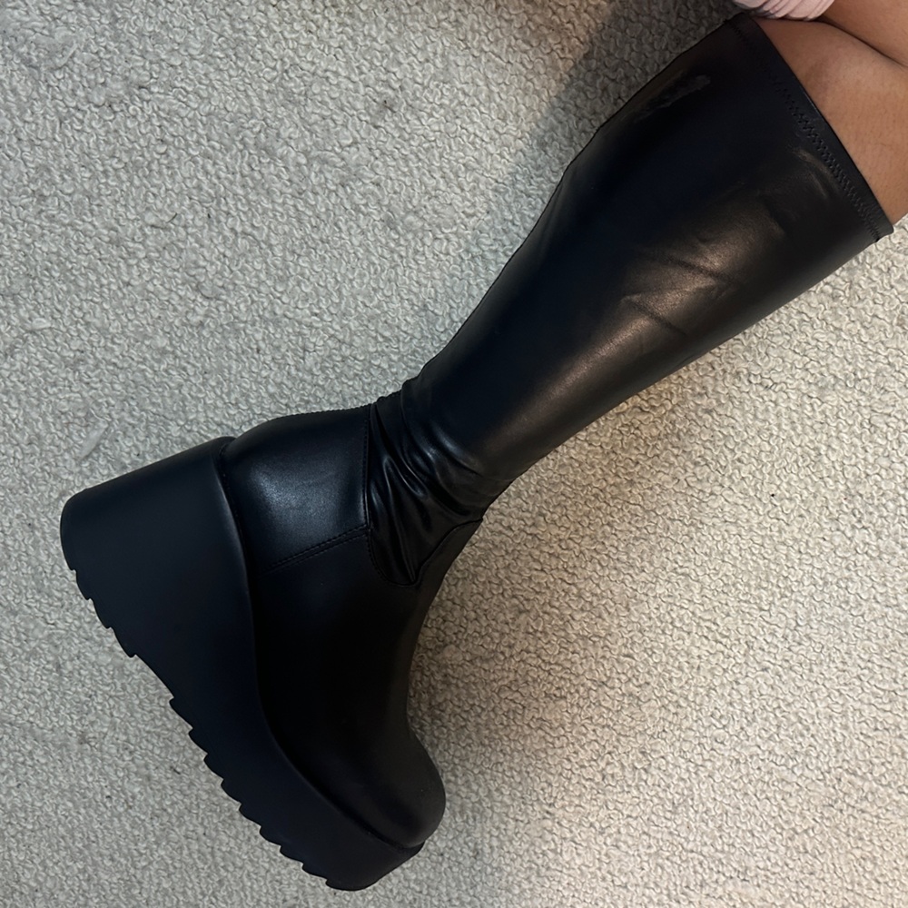 Steve Madden Black Platform Knee-High Boots